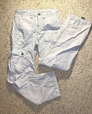 American Eagle Womens Size 2 White Tan Classic Y2K Summer College Cargo Pants
